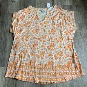 NEW Lucky Brand Woodblock Print Top Tank Tee 1X